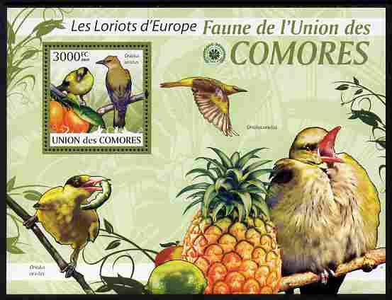 Comoro Islands 2009 Golden Oriole & Fruit perf m/sheet unmounted mint Michel BL 516