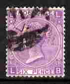GB Great Britain 1867-80 QV 6d mauve plate 8 good used SG109 cat £120