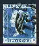 GB Great Britain 1841 QV 2d blue N-D 4 margins good used SG14 cat £75