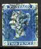 GB Great Britain 1841 QV 2d blue C-C 4 margins good used SG14 cat £75