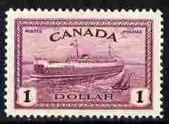 Canada 1946-47 KG6 Peace $1 Train Ferry mounted mint but small thin, fairly well centred SG 406