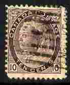 Canada 1897-98 QV Maple Leaf 10c brownish-purple good used but rounded corner perf, SG 149