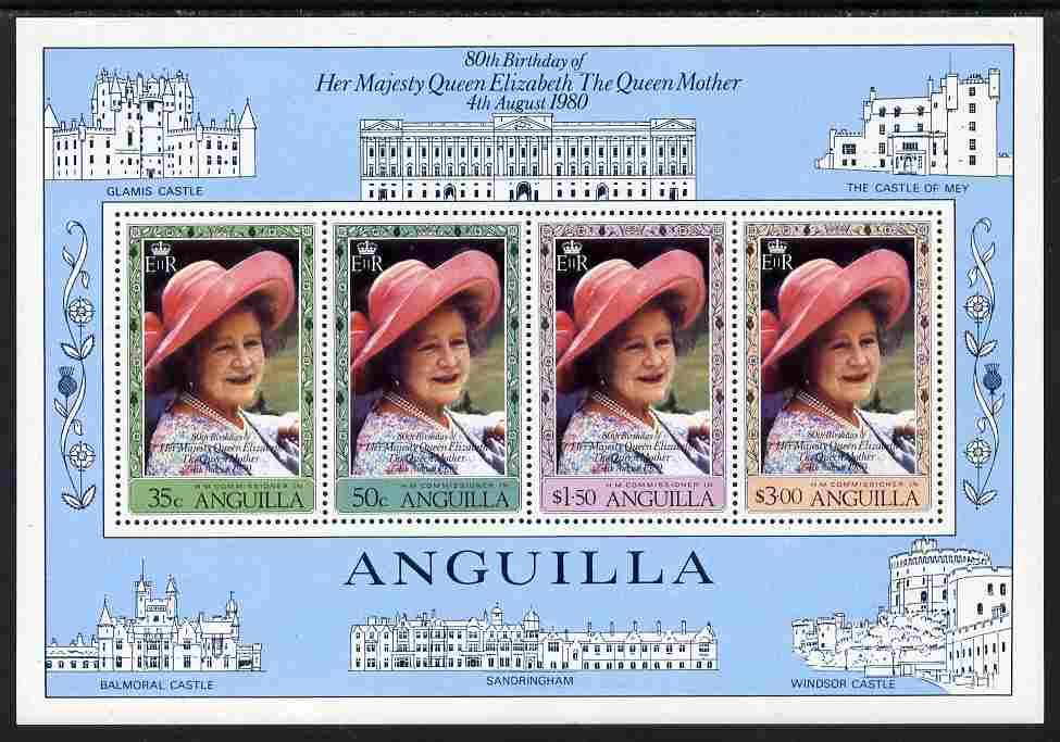 Anguilla 1980 Queen Mother's 80th Birthday perf m/sheet unmounted mint SG MS 415