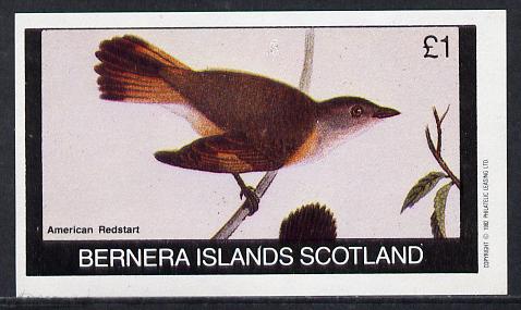 Bernera 1982 Birds #21 (Redstart) imperf souvenir sheet (Â£1 value) unmounted mint