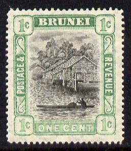 Brunei 1907-10 River Scene MCA 1c grey-black & pale green mounted mint SG 23