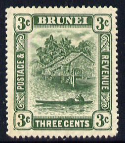 Brunei 1924-37 River Scene Script CA 3c green mounted mint SG 63