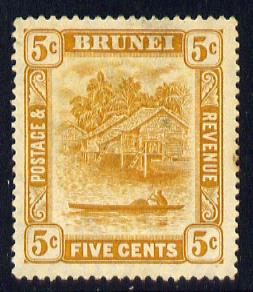 Brunei 1924-37 River Scene Script CA 5c orange-yellow mounted mint SG 66