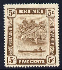 Brunei 1924-37 River Scene Script CA 5c chocolate mounted mint SG 68