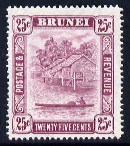 Brunei 1947-51 River Scene Script CA 25c deep claret mounted mint SG 87