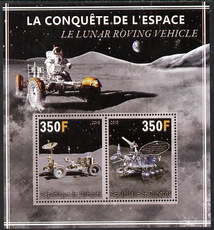 Djibouti 2013 Conquest of Space - The Lunar Rover perf sheetlet containing 2 values unmounted mint