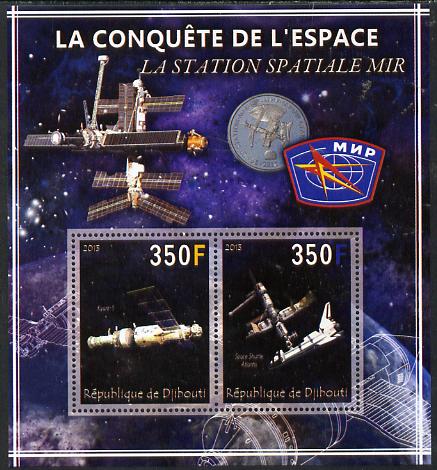 Djibouti 2013 Conquest of Space - Space Station Mir perf sheetlet containing 2 values unmounted mint