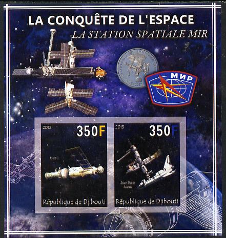 Djibouti 2013 Conquest of Space - Space Station Mir imperf sheetlet containing 2 values unmounted mint