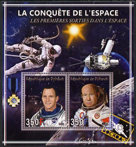 Djibouti 2013 Conquest of Space - First Space Walks perf sheetlet containing 2 values unmounted mint