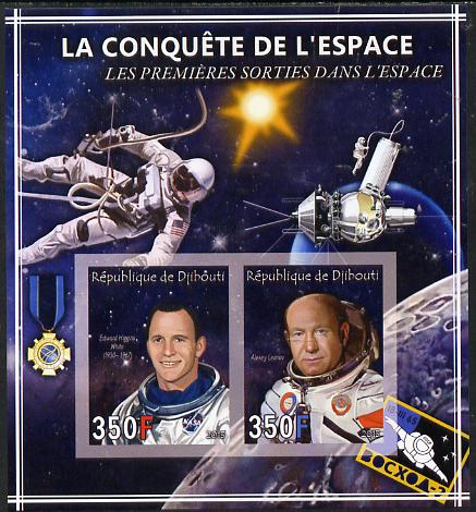 Djibouti 2013 Conquest of Space - First Space Walks imperf sheetlet containing 2 values unmounted mint