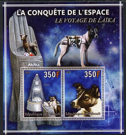 Djibouti 2013 Conquest of Space - Laika Space Dog perf sheetlet containing 2 values unmounted mint