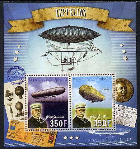 Djibouti 2013 Zeppelins perf sheetlet containing two values unmounted mint