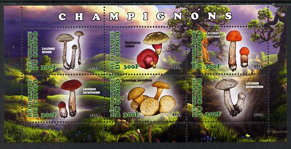 Congo 2013 Fungi #4 perf sheetlet containing six values unmounted mint