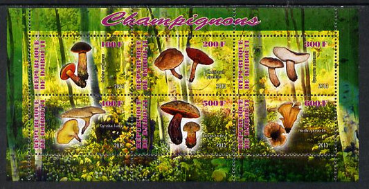 Djibouti 2013 Fungi #3 perf sheetlet containing 6 values unmounted mint