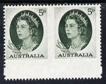 Australia 1964 QEII 5d green unmounted mint pair imperf between, SG 354b