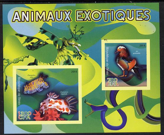 Benin 2014 Exotic Animals - Duck & Sea Slug imperf sheetlet containing 2 values unmounted mint 