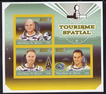 Djibouti 2014 Astronauts #2 imperf sheetlet containing three values unmounted mint