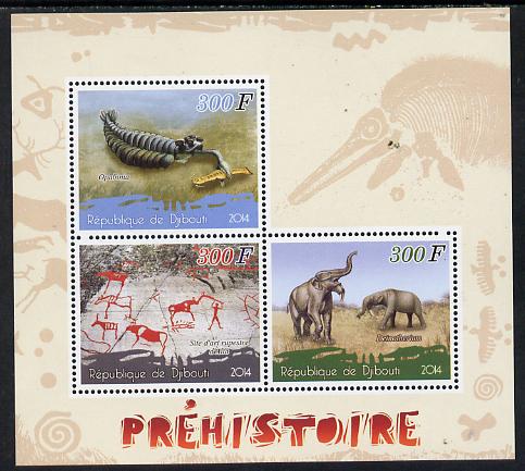 Djibouti 2014 Pre-historic perf sheetlet containing 3 values unmounted mint 