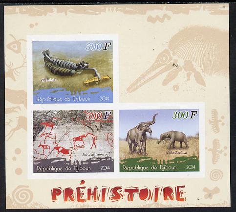 Djibouti 2014 Pre-historic imperf sheetlet containing 3 values unmounted mint 