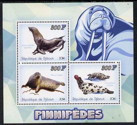 Djibouti 2014 Seals perf sheetlet containing 3 values unmounted mint 