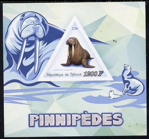 Djibouti 2014 Seals (Walrus) imperf s/sheet containing one triangular-shaped value unmounted mint 