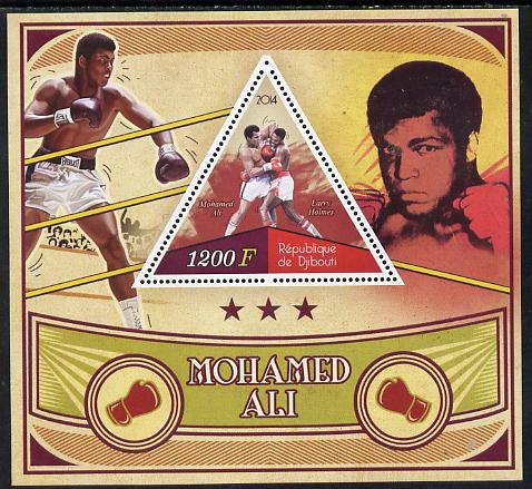 Djibouti 2014 Mohamed Ali perf s/sheet containing one triangular-shaped value unmounted mint 