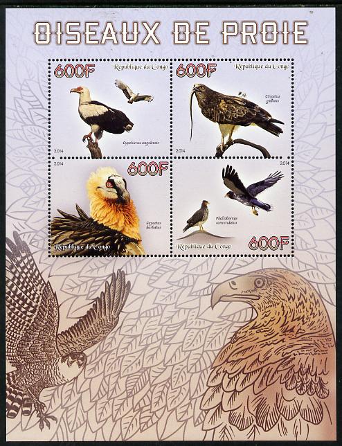 Congo 2014 Birds of Prey perf sheetlet containing 4 values unmounted mint