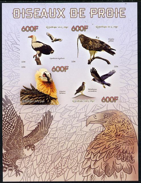 Congo 2014 Birds of Prey imperf sheetlet containing 4 values unmounted mint