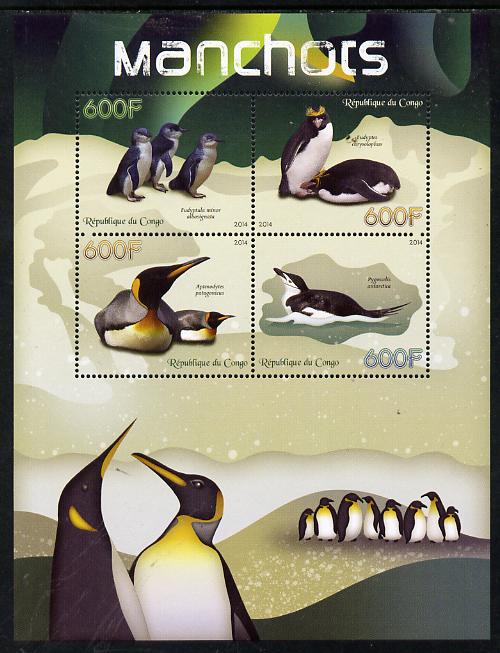 Congo 2014 Penguins perf sheetlet containing 4 values unmounted mint