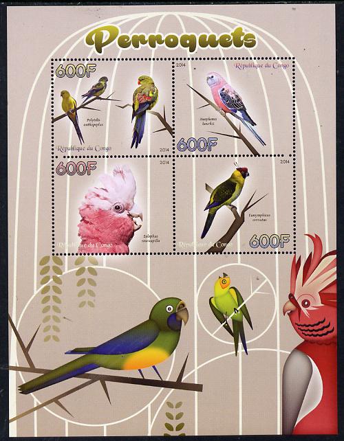 Congo 2014 Parrots perf sheetlet containing 4 values unmounted mint