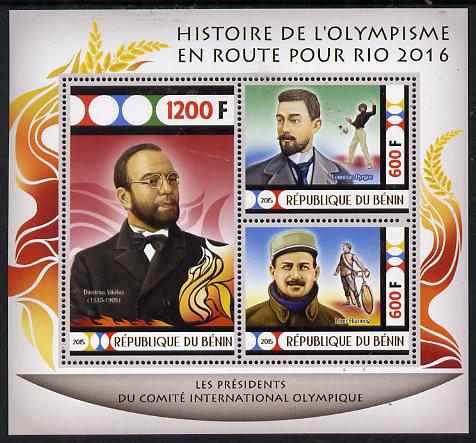 Benin 2015 Olympic History on Route to Rio 2016 #6 perf sheetlet containing 3 values unmounted mint