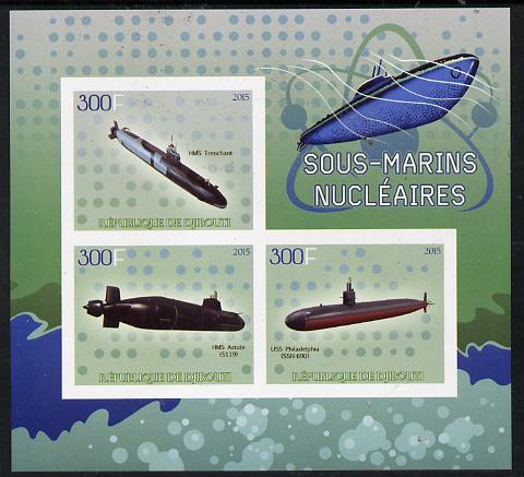 Djibouti 2015 Submarines imperf sheetlet containing set of 3 unmounted mint 