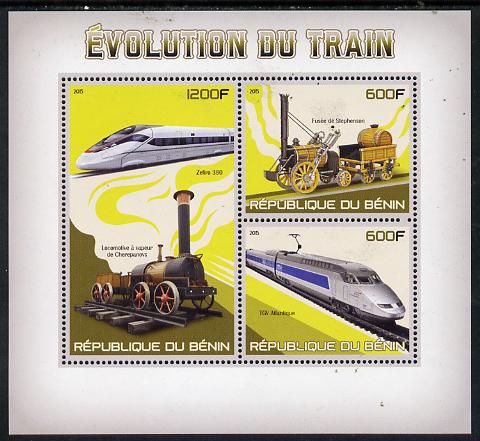 Benin 2015 Evolution of the Train perf sheet containing 3 values unmounted mint