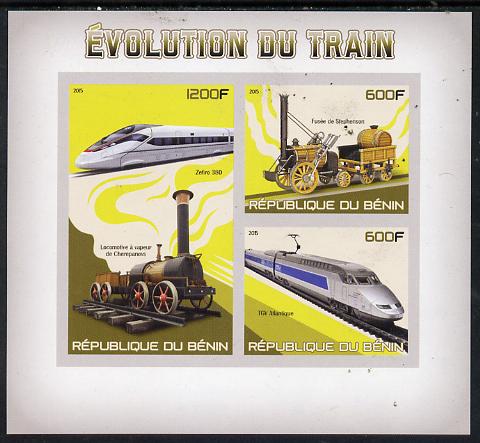 Benin 2015 Evolution of the Train imperf sheet containing 3 values unmounted mint