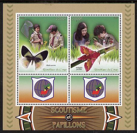 Congo 2015 Scouts & Butterflies perf sheetlet containing 2 stamps & 2 labels unmounted mint 