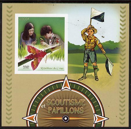 Congo 2015 Scouts & Butterflies imperf deluxe sheet #1 containing one value unmounted mint 