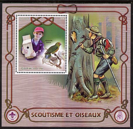 Congo 2015 Scouts & Birds perf deluxe sheet #1 containing one value unmounted mint 
