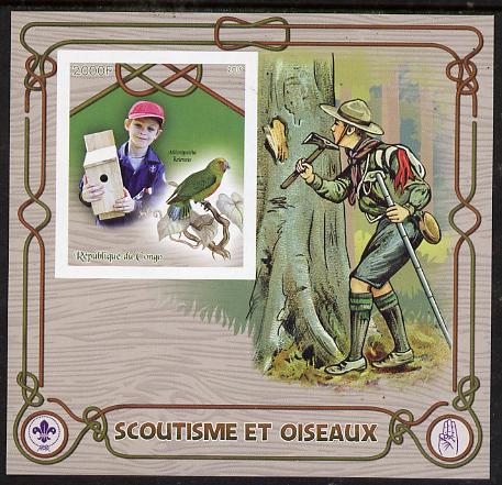 Congo 2015 Scouts & Birds imperf deluxe sheet #1 containing one value unmounted mint 