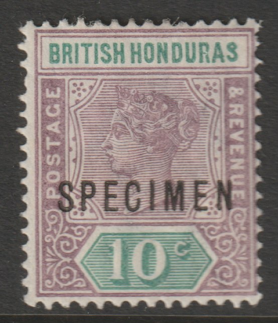 British Honduras 1891 QV Key Plate 10c mauve & green overprinted SPECIMEN fine with gum and only about 750 produced SG 57s