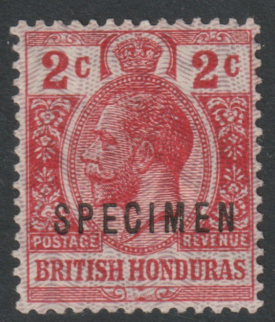British Honduras 1915 KG5 with Moire overprint on 2c scarlet overprinted SPECIMEN with gum and only about 400 produced SG 112s