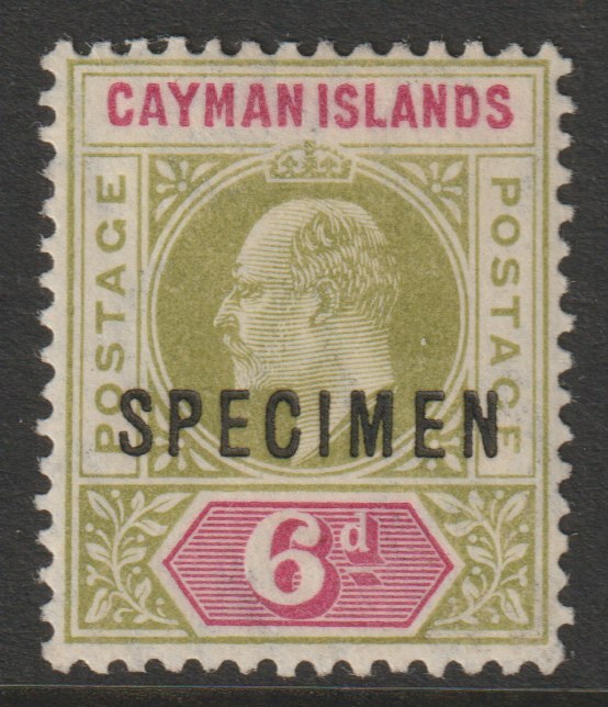 Cayman Islands 1907 KE7 Key Plate MCA 6d olive & rose overprinted SPECIMEN with gum and only about 750 produced SG 14s
