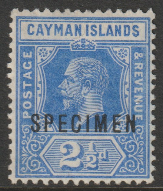 Cayman Islands 1912 KG5 Crown CA 2.5d blue overprinted SPECIMEN very fine with gum and only about 400 produced SG 44s
