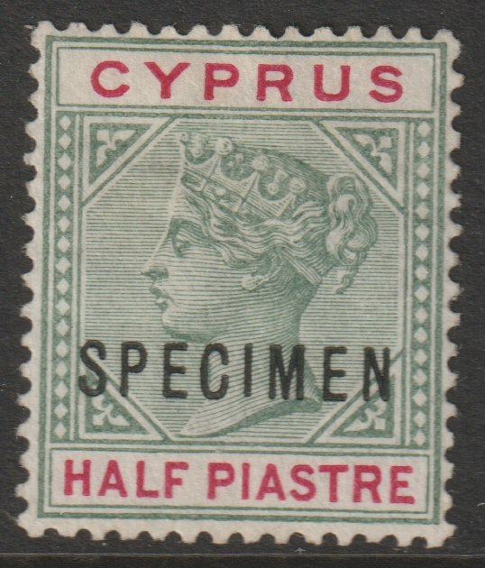 Cyprus 1894 QV Key Plate 1/2pi overprinted SPECIMEN without gum and only about 750 produced SG 40s