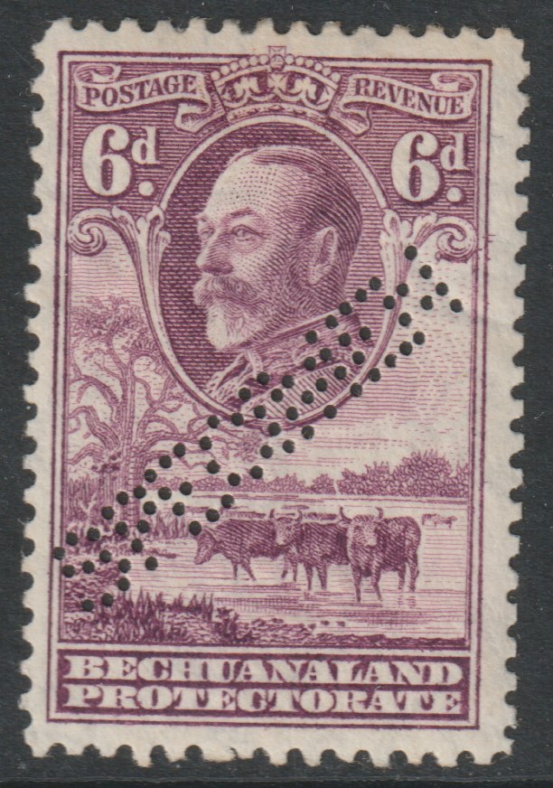 Bechuanaland 1932 KG5 Baobab Tree 6d perforated SPECIMEN with gum and just over 400 produced SG 104s