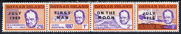 Davaar Island 1969 Churchill set of 4 opt'd Moon Landing unmounted mint