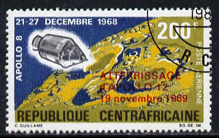 Central African Republic 1970 Apollo 12 Moon Landing opt'd 'ATTERRISSAGE d'APOLLO 12' cto used, SG 215
